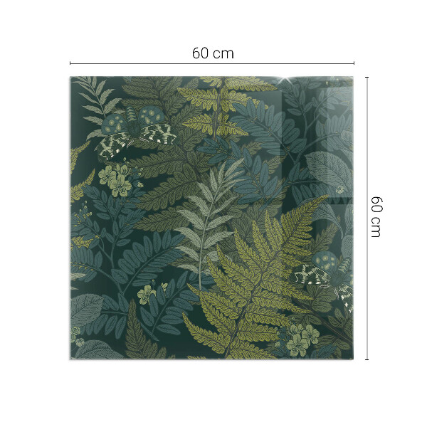 Placa de vidro temperado para lareira Motivos vegetais com borboletas