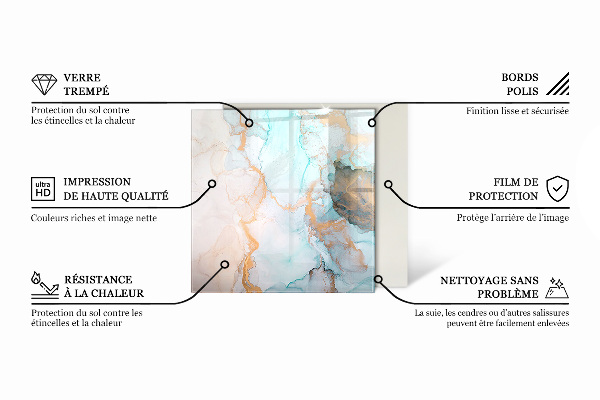 Placa de vidro temperado para lareira Padrão delicado de mármore