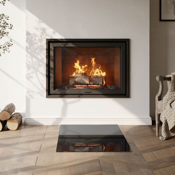 Base de vidro redonda para lareira Cor preta