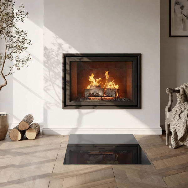 Base de vidro redonda para lareira Cor preta