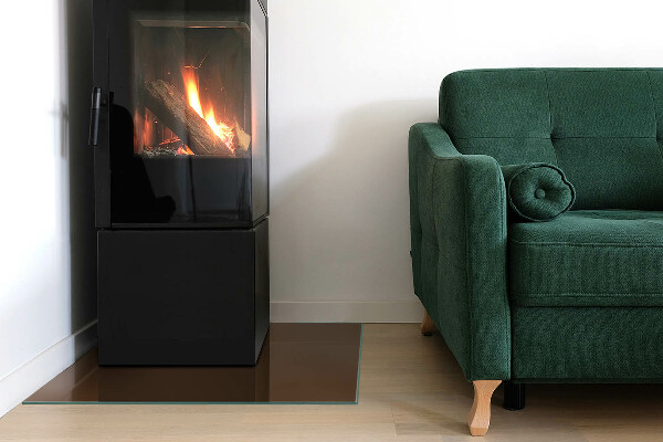 Placa de vidro temperado para lareira Cor marrom