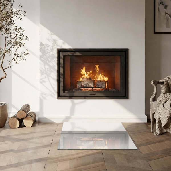 Base de vidro redonda para lareira Cor marfim