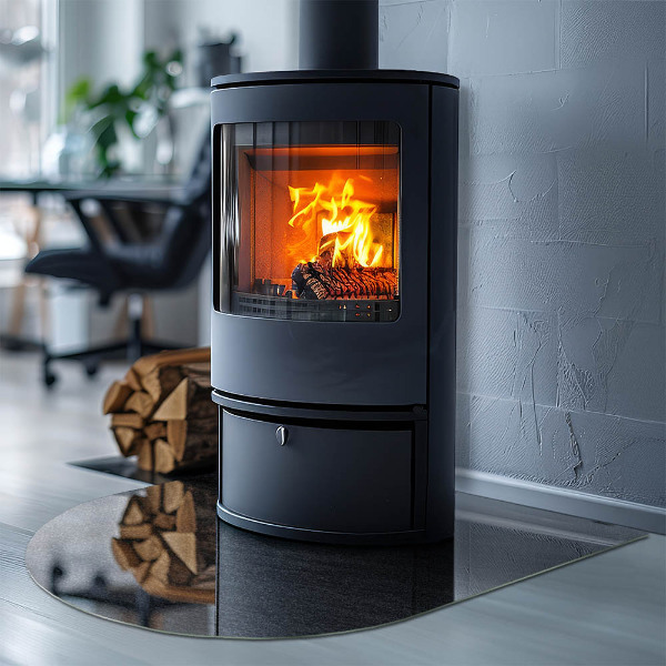 Base de vidro decorativa para lareira Textura de pedra natural