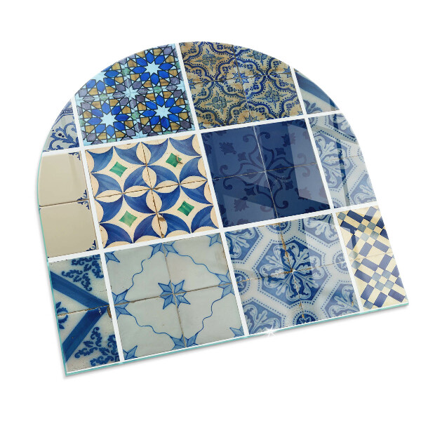 Base de vidro decorativa para lareira Padrões de azulejos de cerâmica