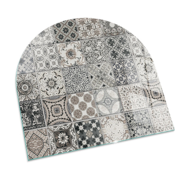 Base de vidro temperado para lareira e fogão Padrões de azulejos decorativos