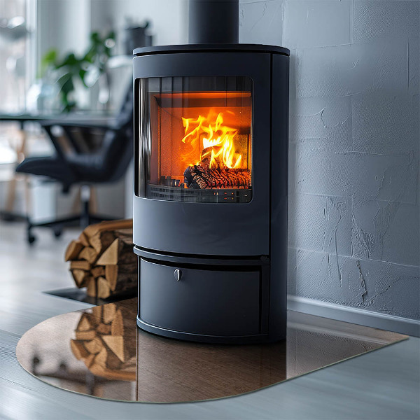 Base de vidro temperado para lareira e fogão Padrão de madeira natural