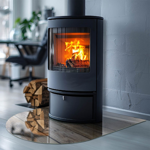 Base de vidro decorativa para lareira Prancha de madeira no layout