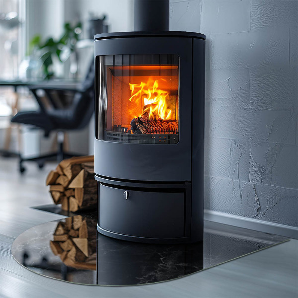 Base de vidro decorativa para lareira Elegante padrão de mármore