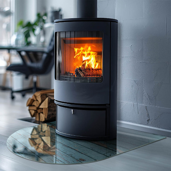 Base de vidro temperado para lareira e fogão Tábuas em estilo rústico