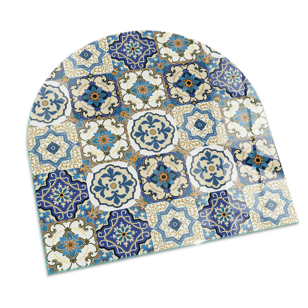 Base de vidro decorativa para lareira Padrão mosaico com flores