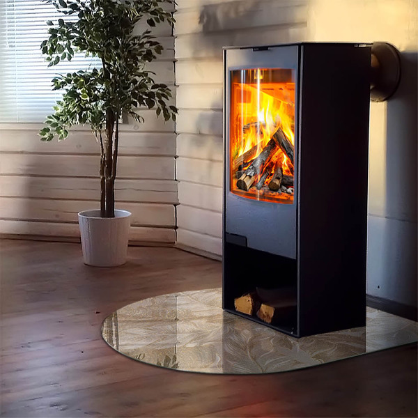 Base de vidro decorativa para lareira Folhas em padrões sutis