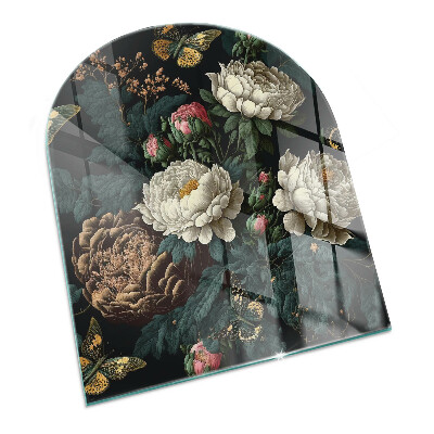 Base de vidro temperado para lareira e fogão Estampa floral com borboletas
