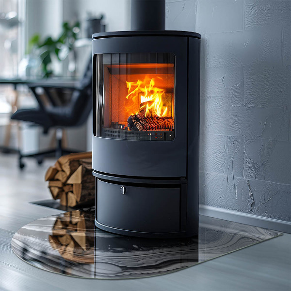 Base de vidro decorativa para lareira Ondas e linhas abstratas