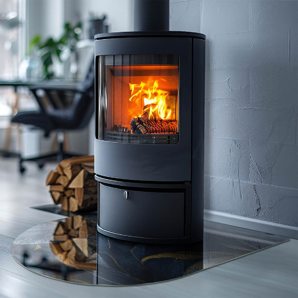 Base de vidro decorativa para lareira Folhas elegantes em textura