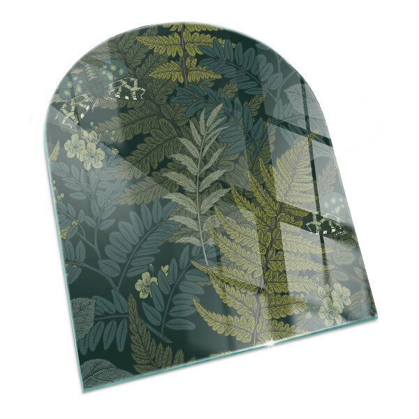 Base de vidro decorativa para lareira Motivos vegetais com borboletas