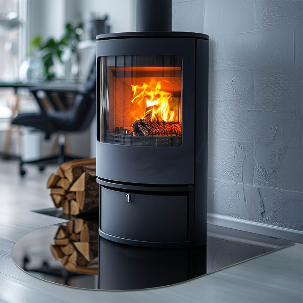 Base de vidro temperado para lareira e fogão Cor preta