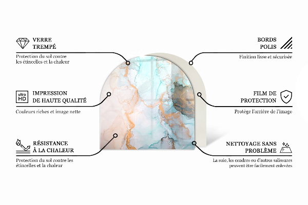 Base de vidro temperado para lareira e fogão Cor marfim