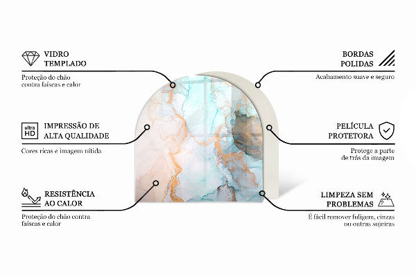 Base de vidro temperado para lareira e fogão Cor marfim