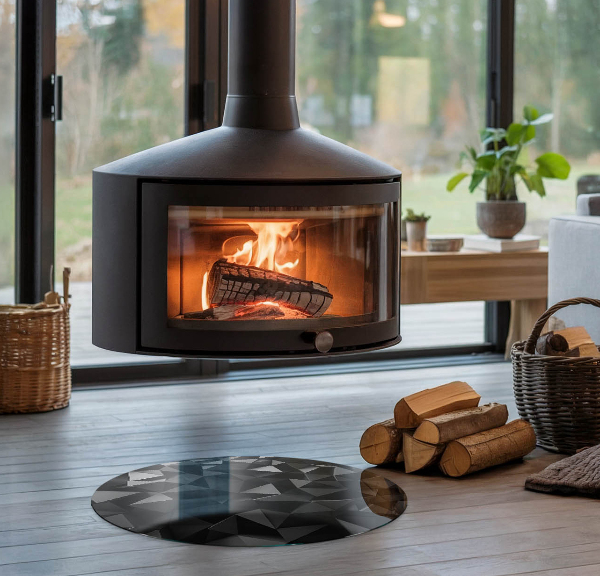 Base de vidro quadrada para lareira Geometria tridimensional