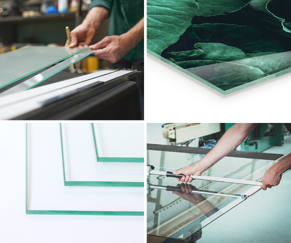 Base de vidro quadrada para lareira Padrão mosaico com flores