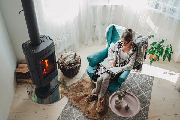Base de vidro em quarto de círculo para lareira Tábuas em diferentes tonalidades