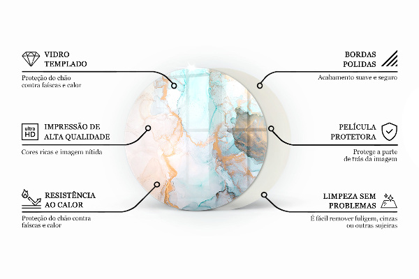 Base de vidro quadrada para lareira Geometria com madeira