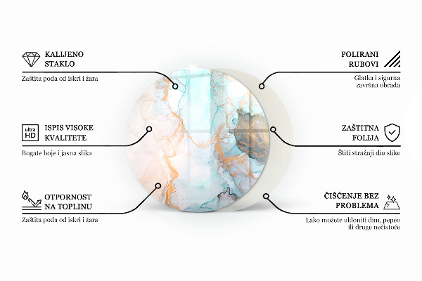 Base de vidro quadrada para lareira Padrão de veios de mármore