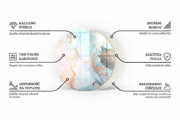Base de vidro quadrada para lareira Motivos vegetais com borboletas