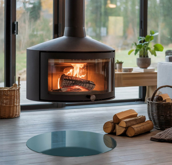 Base de vidro quadrada para lareira Cor do mar