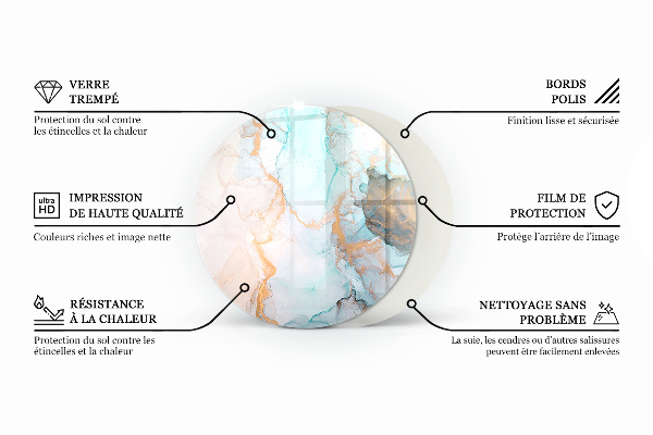 Base de vidro em quarto de círculo para lareira Cor cinza