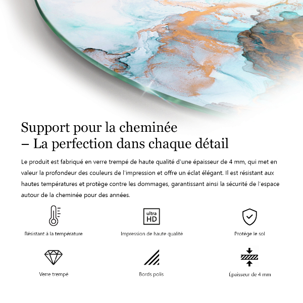 Base de vidro em quarto de círculo para lareira Cor Verde Claro