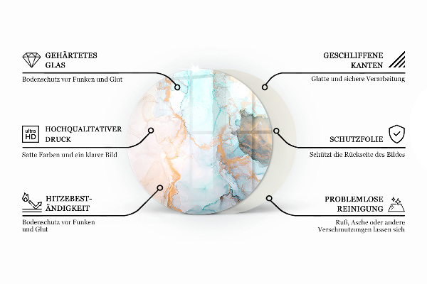 Base de vidro em quarto de círculo para lareira Cor Castanho Claro