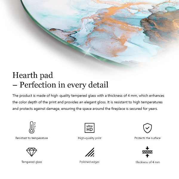 Base de vidro em quarto de círculo para lareira Cor rosa claro