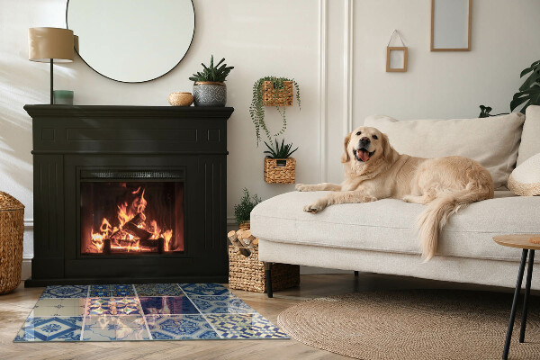 Base de vidro temperado para lareira Padrões de azulejos de cerâmica