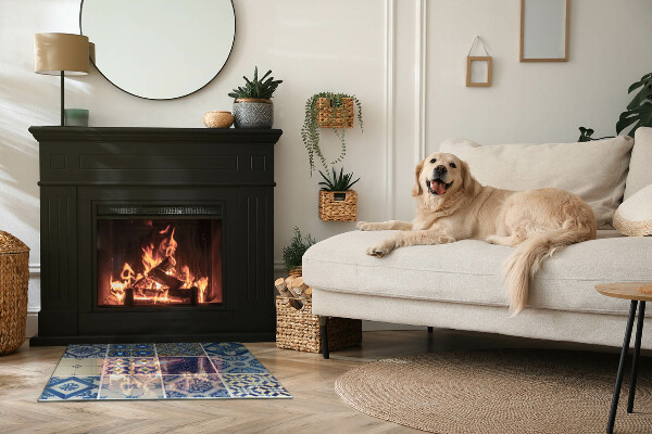 Base de vidro temperado para lareira Padrões de azulejos de cerâmica