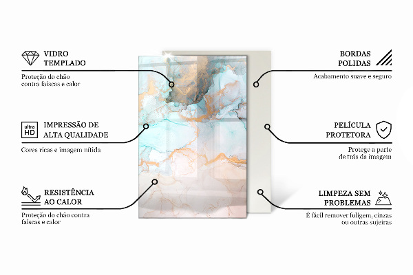 Base de vidro temperado para lareira Padrão orgânico abstrato