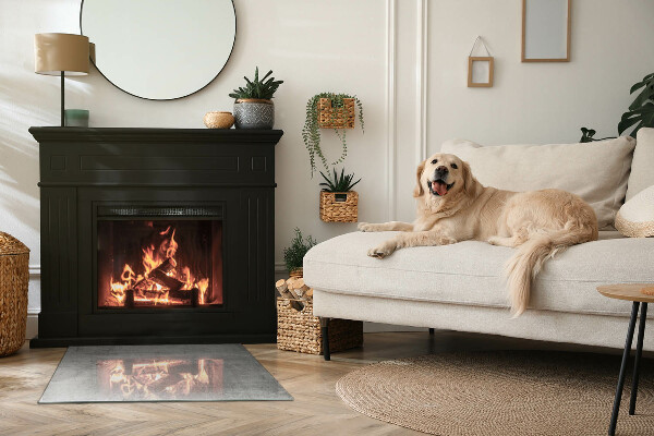 Base de vidro temperado para lareira textura de concreto bruto
