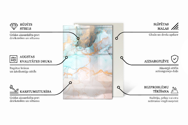 Base de vidro temperado para lareira Padrão de estrutura de mármore