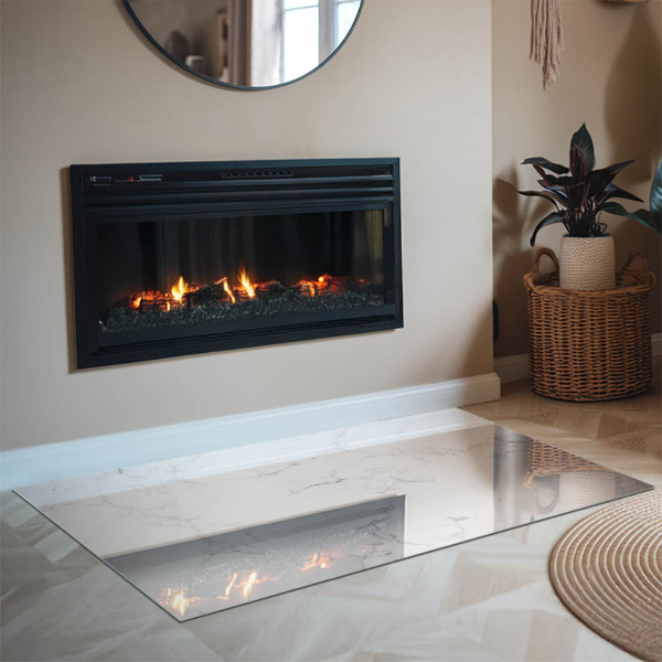 Base de vidro temperado para lareira Padrão de mármore com veios