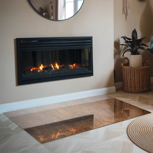 Base de vidro temperado para lareira Textura de ferrugem em metal