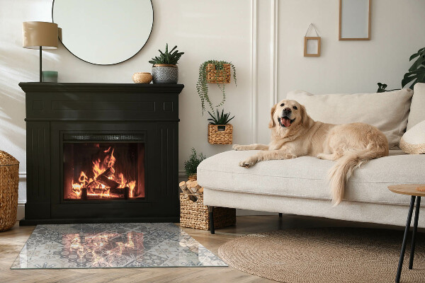 Base de vidro temperado para lareira Padrão de mosaico decorativo