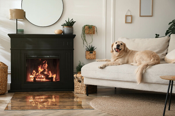 Base de vidro temperado para lareira Tábua de madeira com veios
