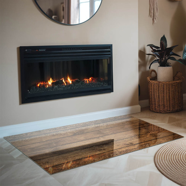 Base de vidro temperado para lareira Tábua de madeira com veios