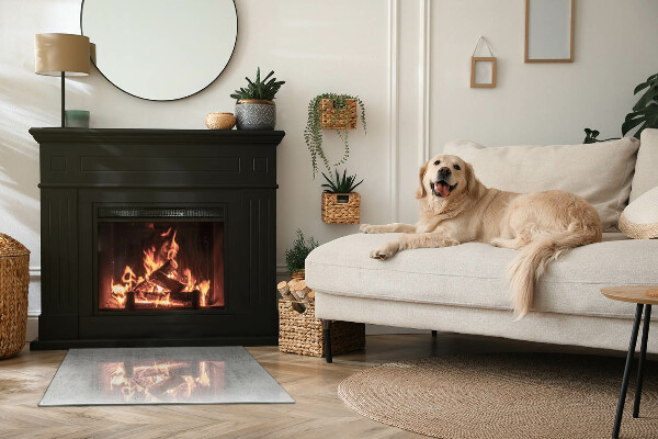 Base de vidro temperado para lareira textura de concreto bruto