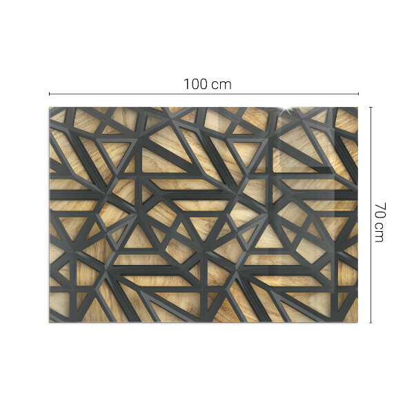 Base de vidro temperado para lareira Geometria com madeira