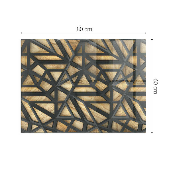 Base de vidro temperado para lareira Geometria com madeira