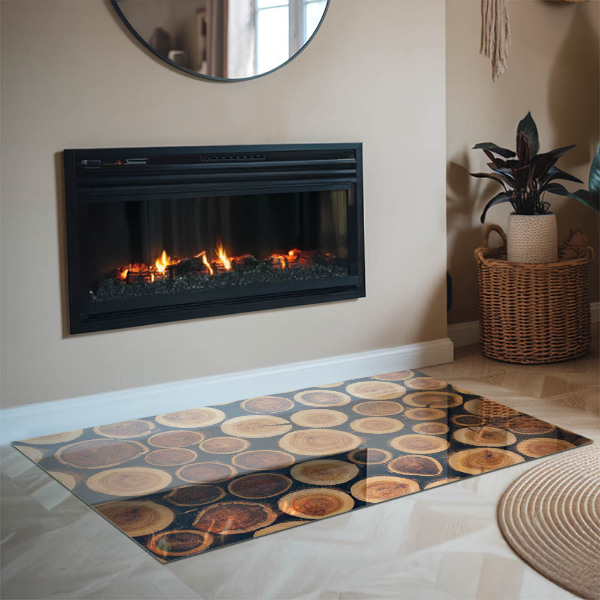 Base de vidro temperado para lareira Caixa com madeira cortada