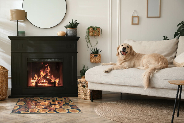 Base de vidro temperado para lareira Caixa com madeira cortada