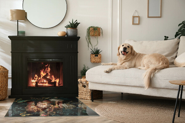 Base de vidro para lareira Estampa floral com borboletas