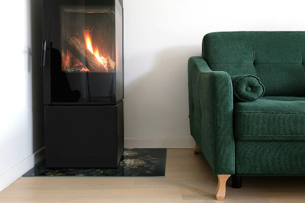 Base de vidro para lareira Estampa floral com borboletas